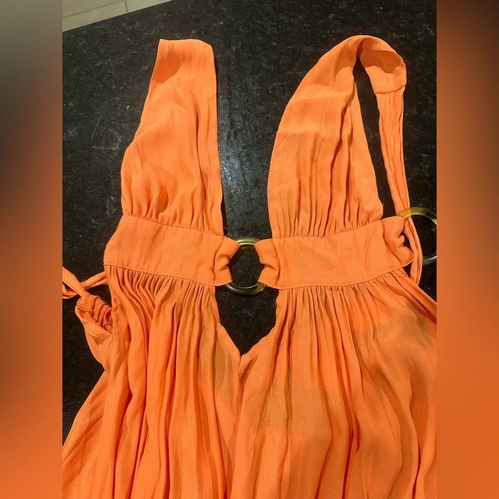 Forever 21 Vibrant Orange Halter Swimsuit Coverup Sz. L - Picture 4 of 5